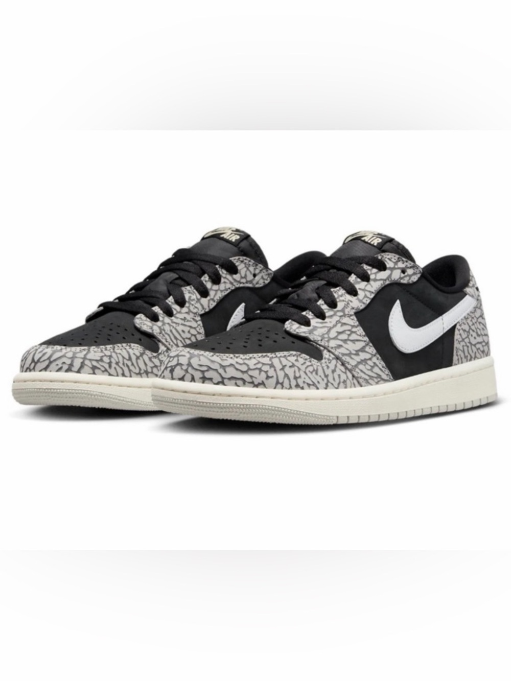 Nike Air Jordan 1 Retro Low OG Black Cement Tech Grey Elephant Print Sz 7 Wmns